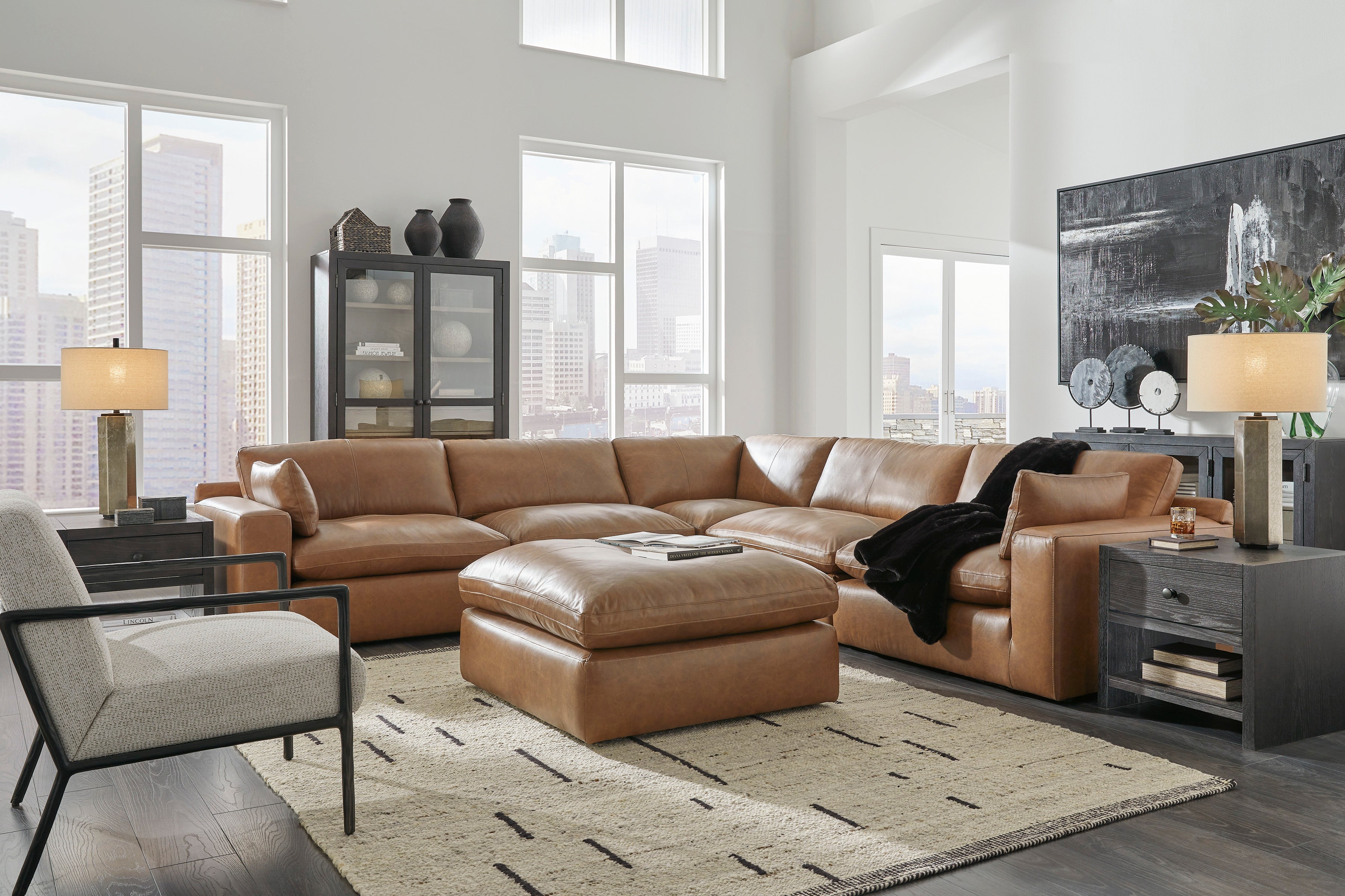 Emilia Leather Sectional Sofa Lounge