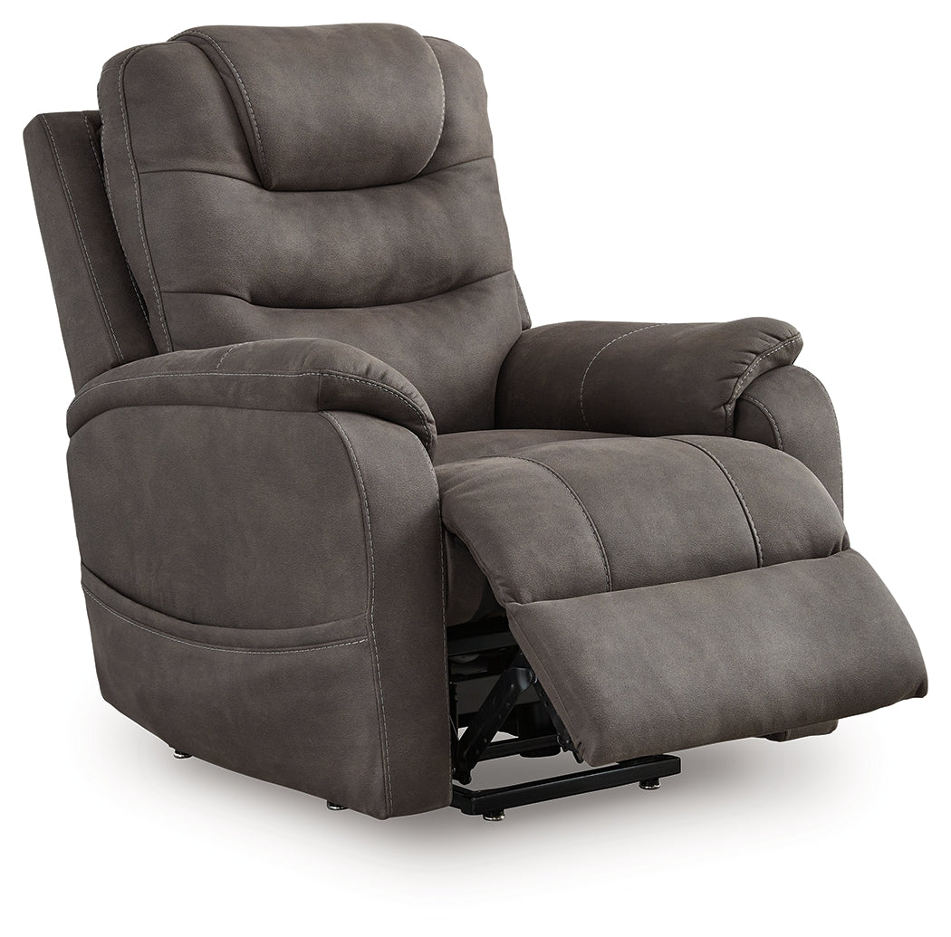 Snowfield Power Lift Recliner – Gunmetal Fabric