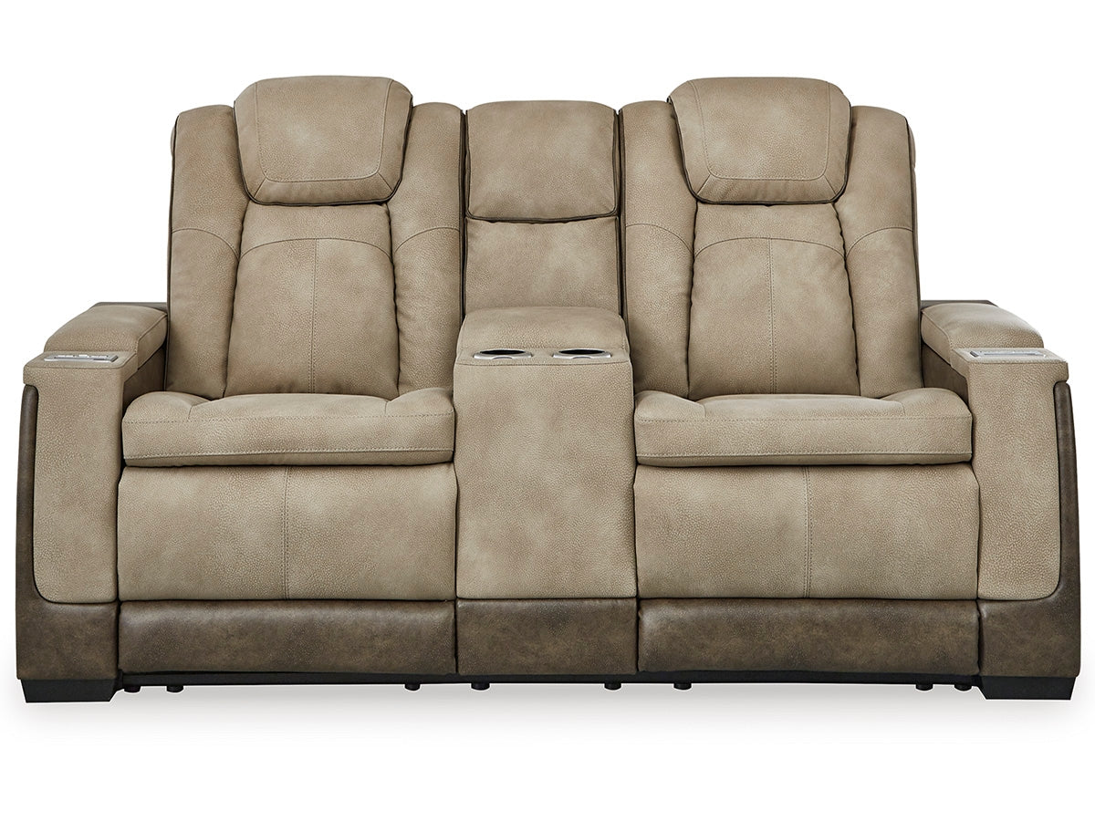 Next-Gen DuraPella Two-Tone Power Reclining Loveseat with Console – Sand