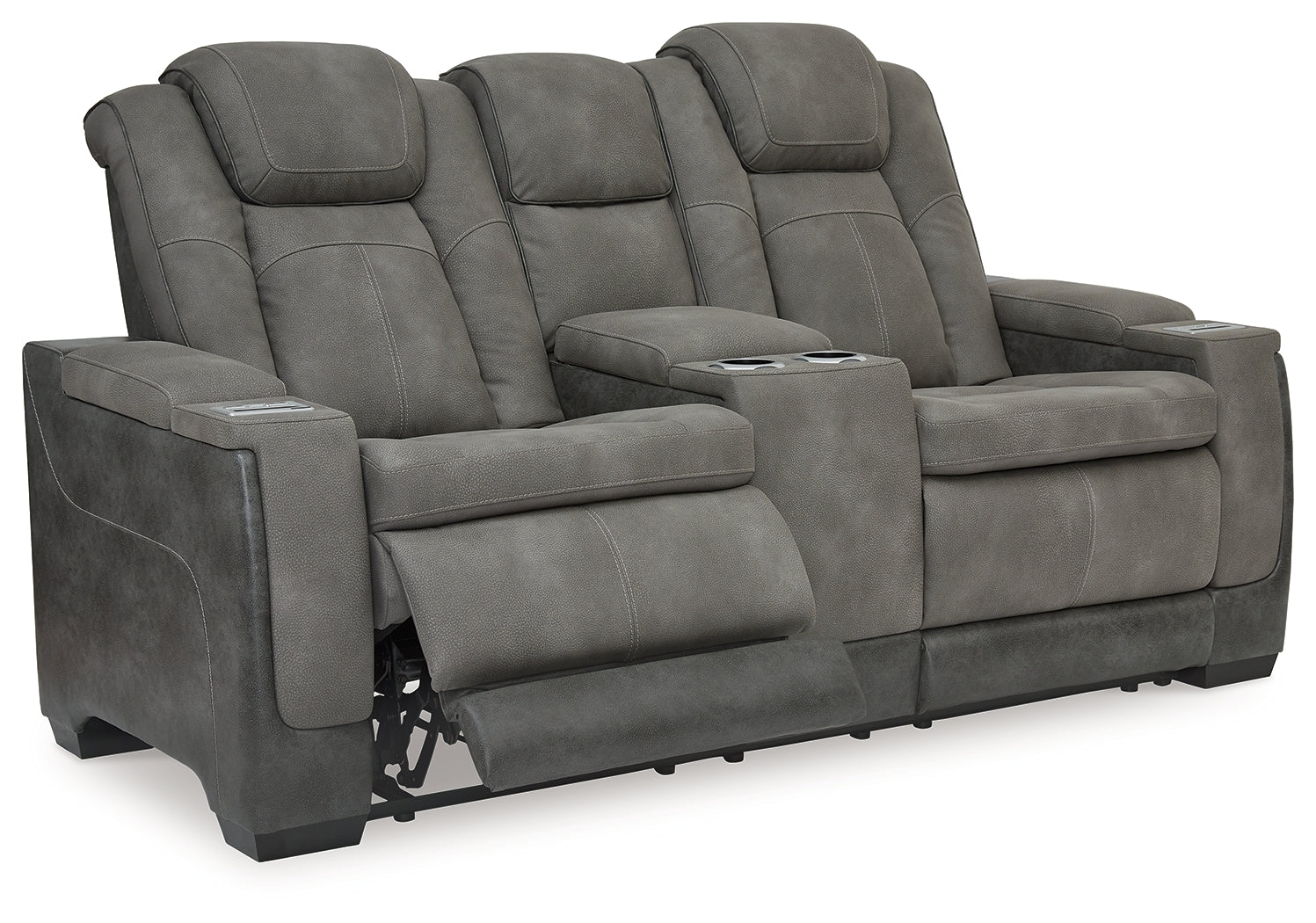 Next-Gen DuraPella Two-Tone Power Reclining Loveseat with Console – Slate