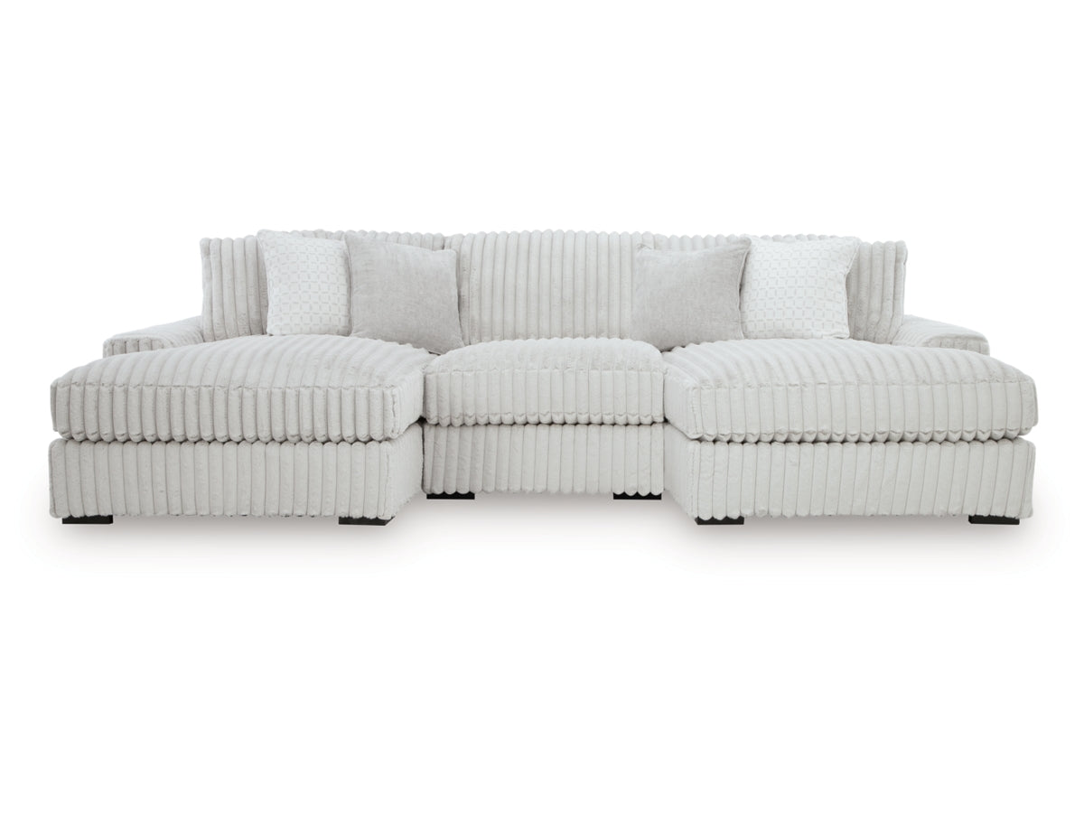 Stupendous 4 Seater Sectional Sofa with Double Chaise – Alloy Fabric