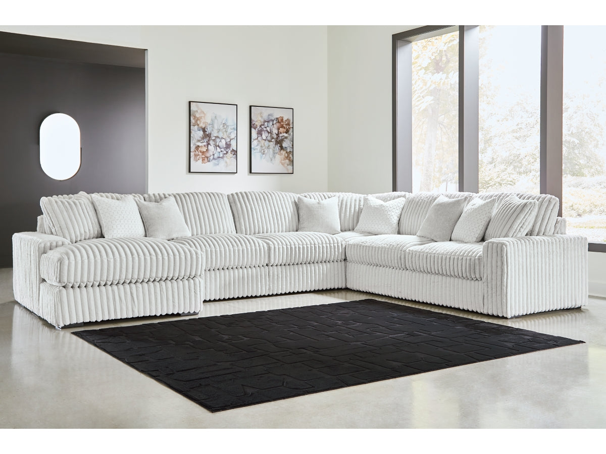 Stupendous 5 Seater Sectional Sofa with Chaise – Alloy Fabric