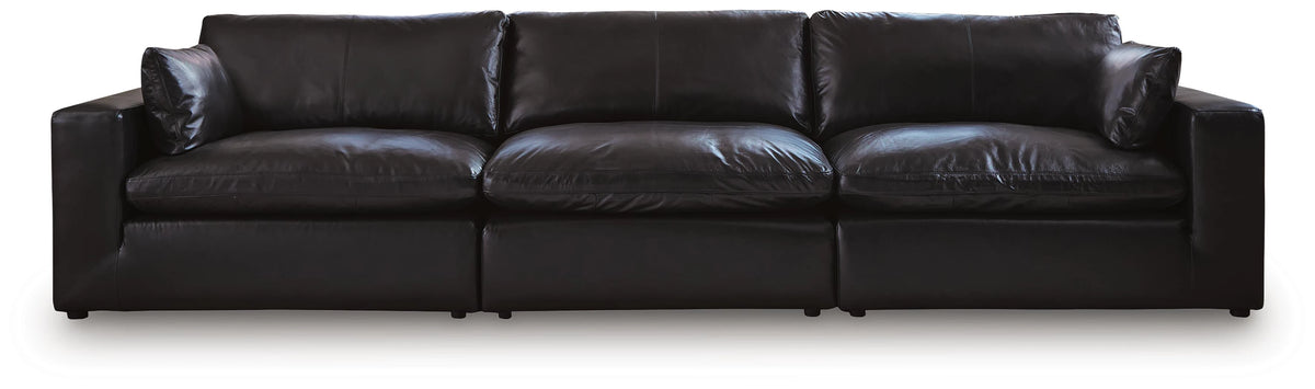 Emilia 3 Seater Black Leather Modular Sectional