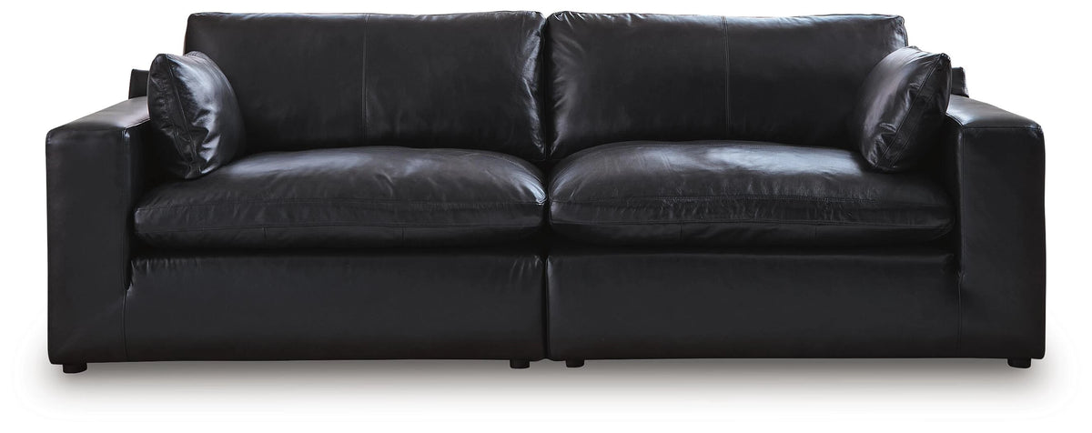 Emilia 2 Seater Black Leather Modular Sectional