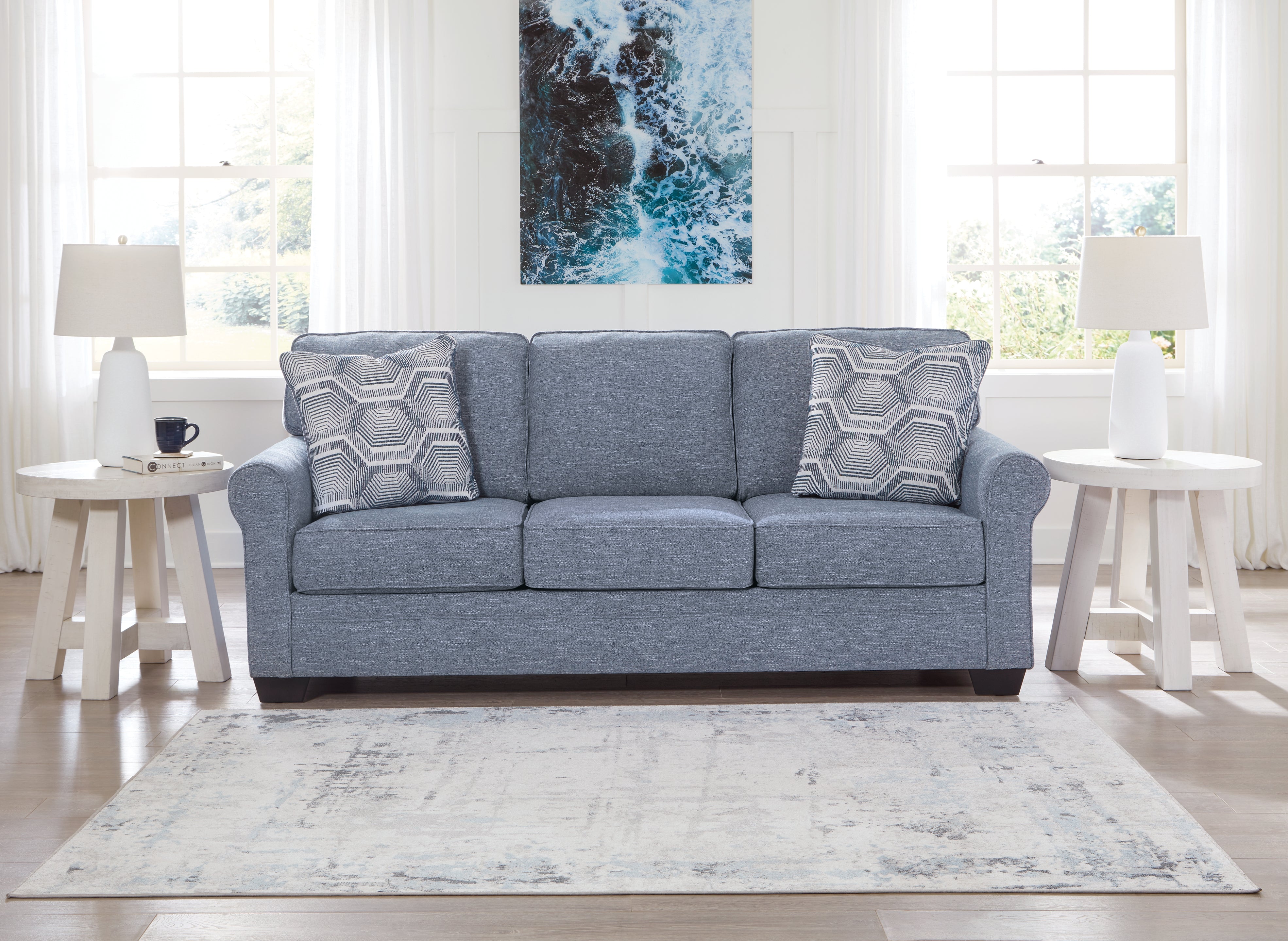 Carissa Manor 3 + 2 Seater Sofa Set in Denim Performance Fabric