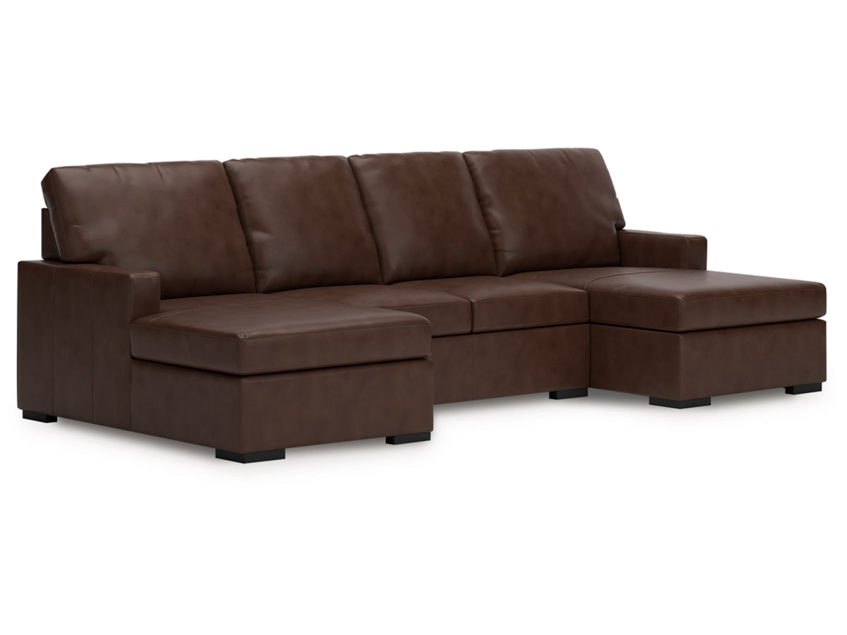 Modern Day 3-Piece Leather Sectional Sofa with Double Chaise – Coffee