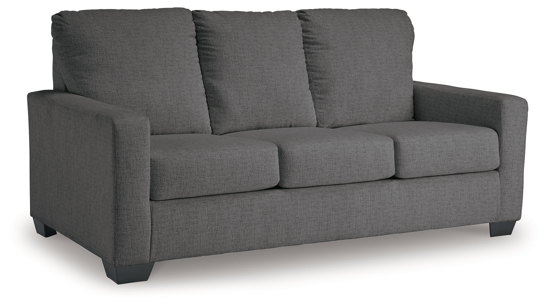 Rannis Full Sofa Bed in Pewter Fabric – Memory Foam Mattress