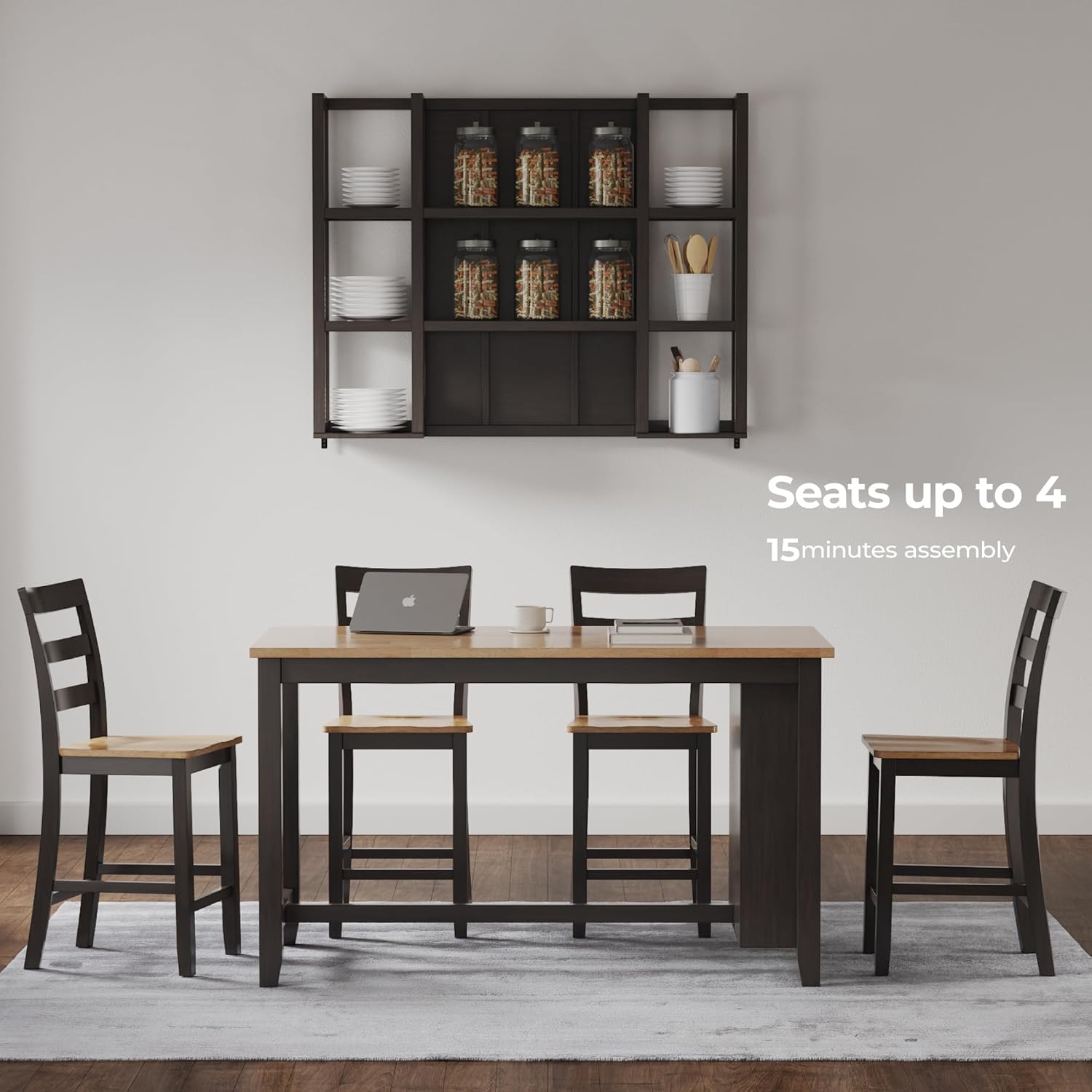 Gesthaven 5-Piece Counter Height Bar Dining Set with Storage – Brown/Natural