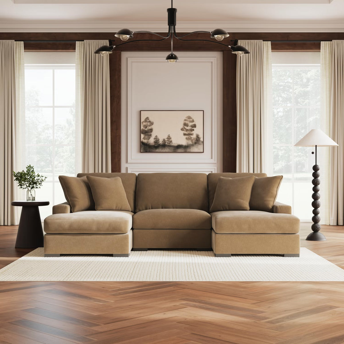 Calden 3 Seater Sectional with Double Chaise – Sable