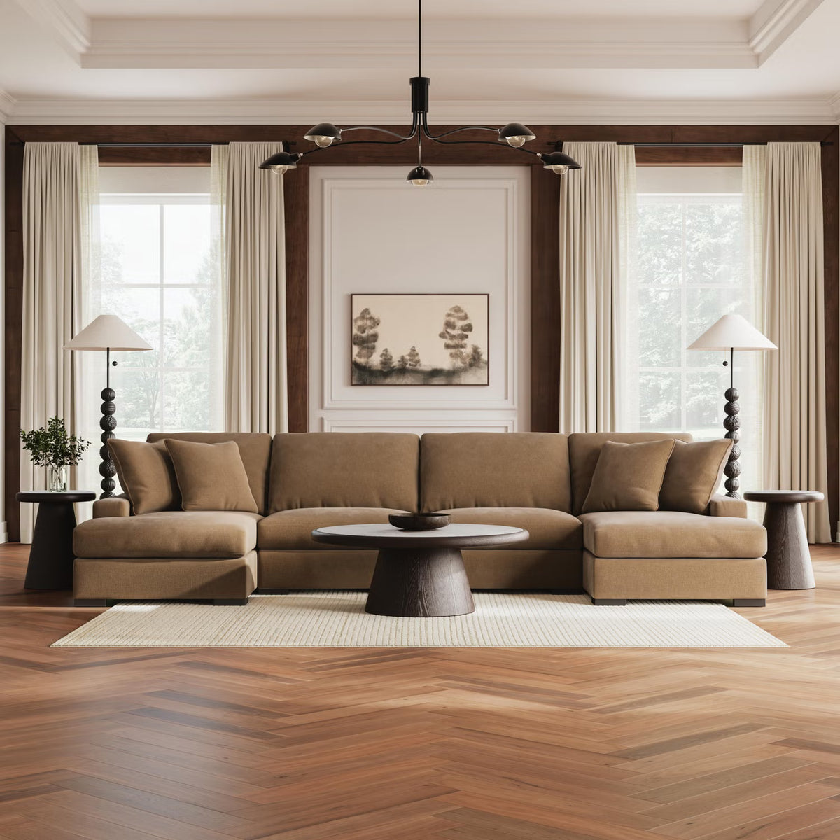 Calden 4 Seater Sectional with Double Chaise – Sable