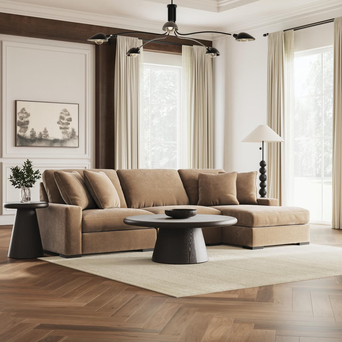 Calden 3 Seater Sectional with Chaise – Sable