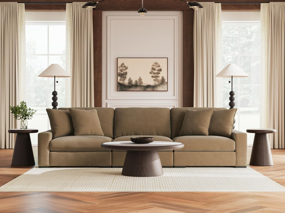 Calden 3 Seater Sectional Sofa – Sable