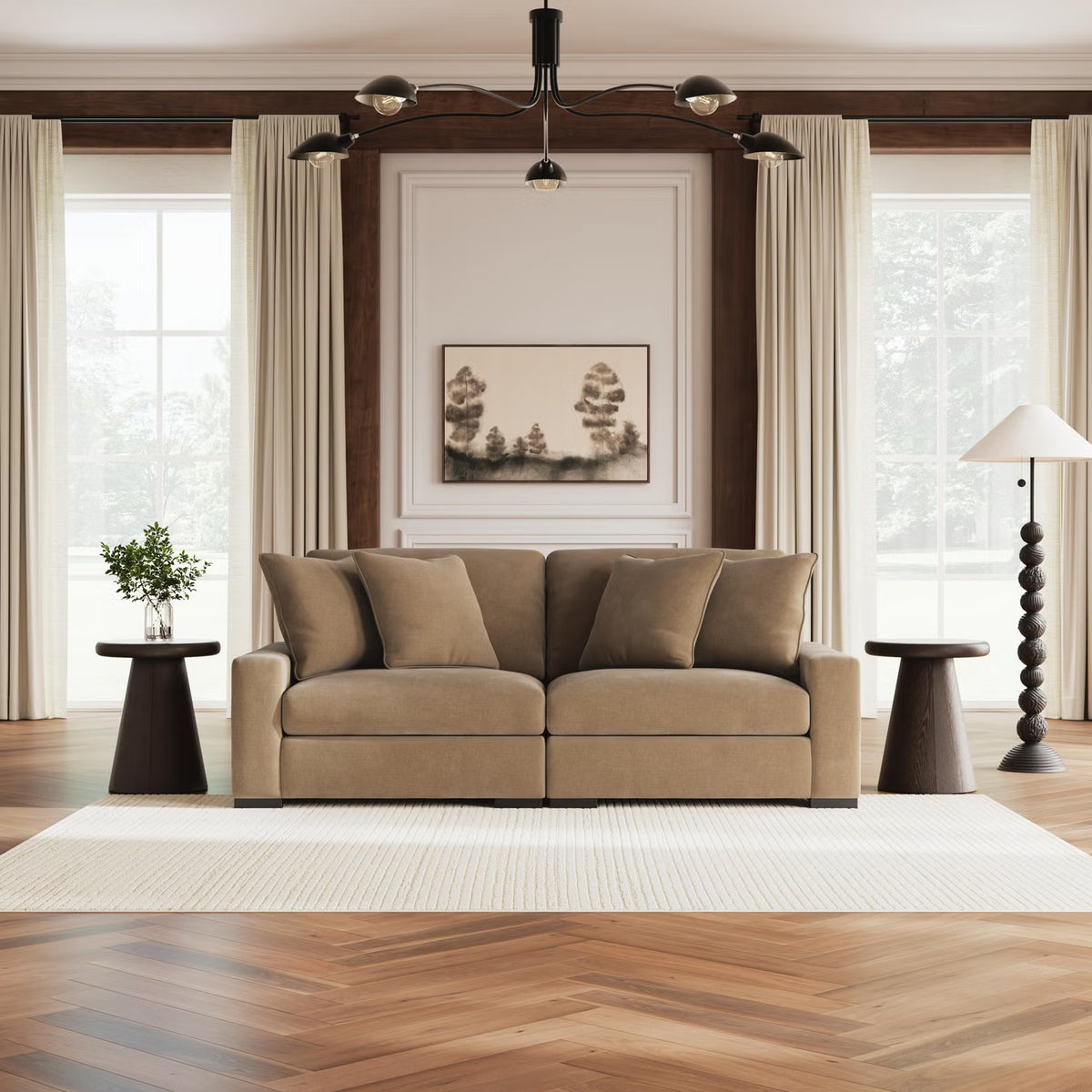 Calden 2 Seater Sectional Sofa – Sable