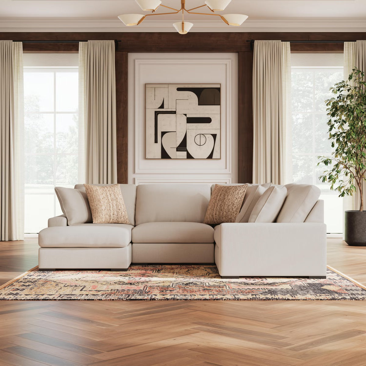 Calden 4 Seater Sectional with Chaise – Oyster