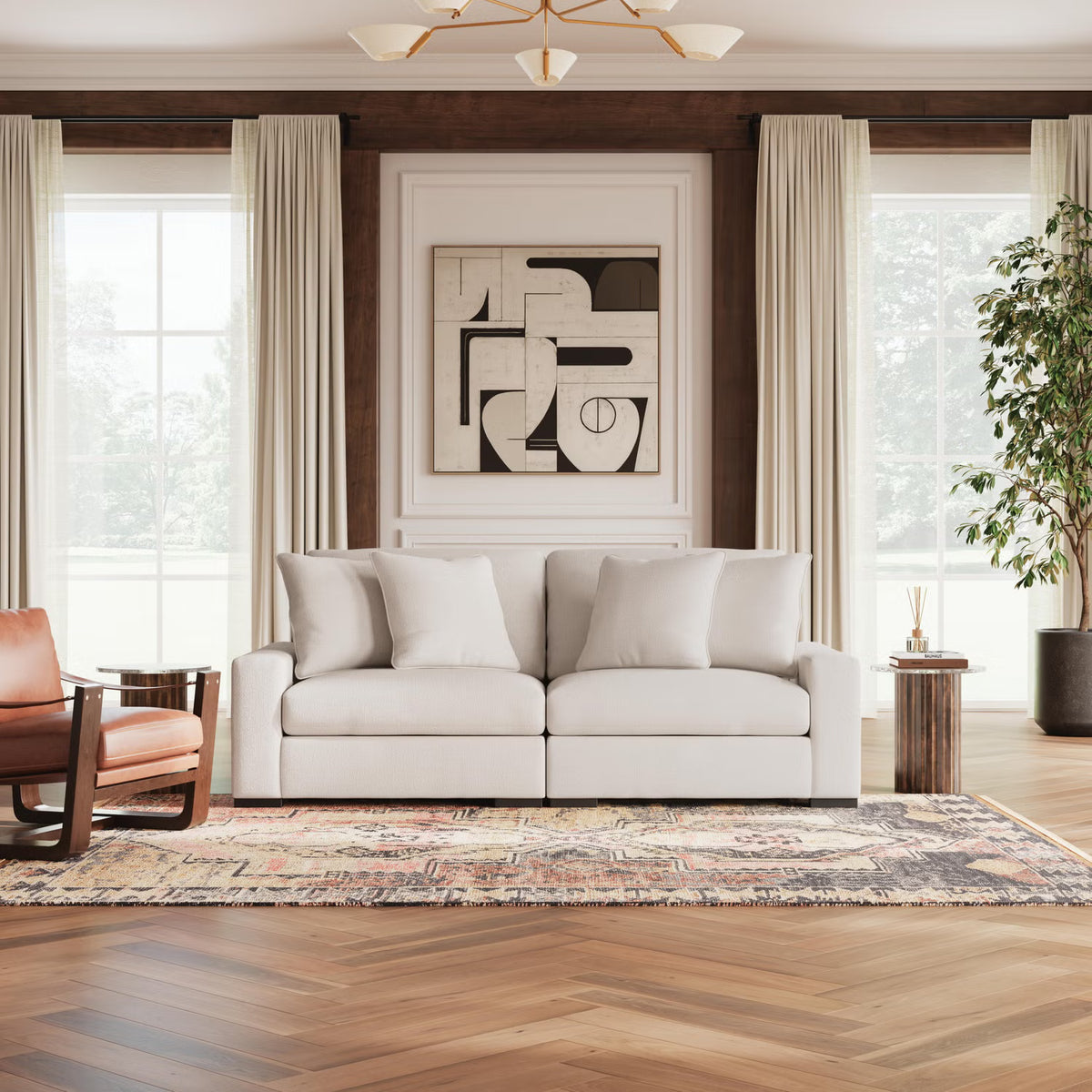 Calden 2 Seater Sectional Sofa – Oyster
