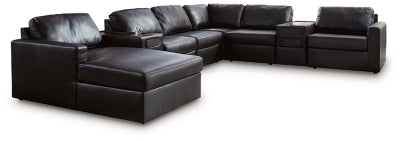 ModMax II Premium 8-Piece Leather Modular Chaise Sectional with Audio Consoles Left-Arm Facing