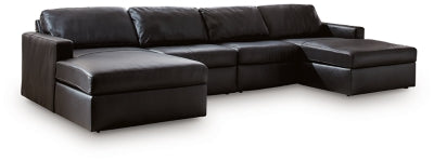 ModMax II Premium 4-Piece Top Grain Leather Modular Double Chaise