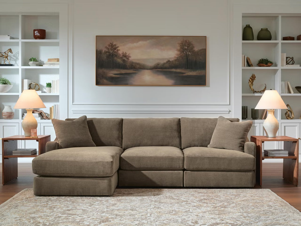 Ella Grove 3 Seater Chaise Sectional - Coffee