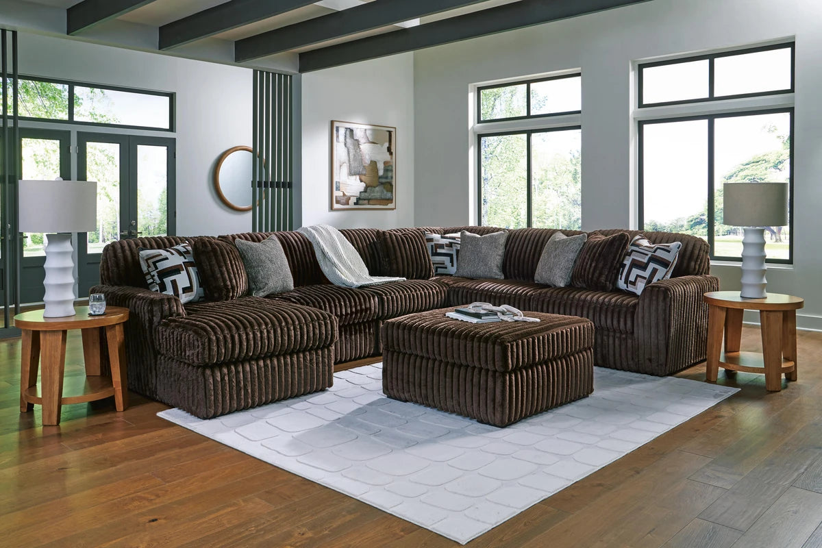 Midnight Madness 6 Seater LHF Corner Chaise Lounge Chocolate