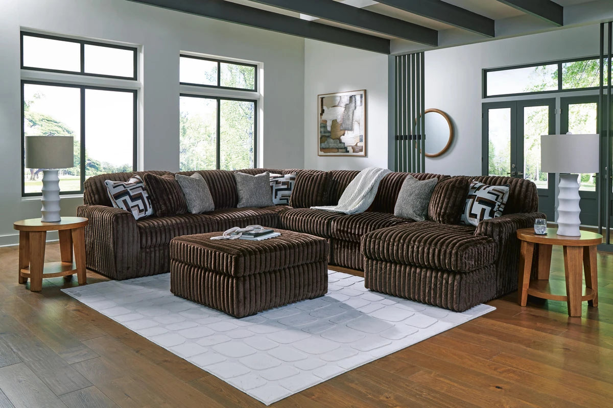 Midnight Madness 6 Seater RHF Corner Chaise Lounge Chocolate