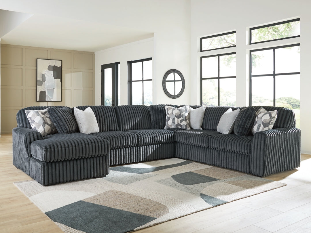 Midnight-Madness 6 Seater Fabric Sectional with Chaise – Gunmetal