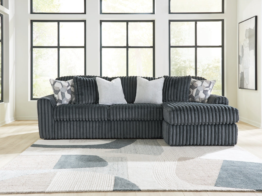 Midnight-Madness 3 Seater Fabric Sofa with Chaise – Gunmetal