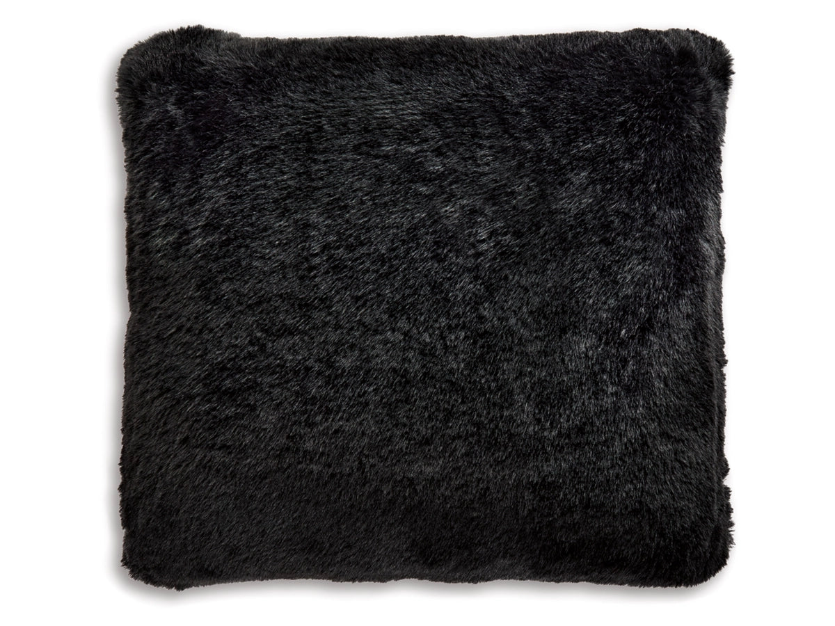 Gariland Faux Rabbit Fur Accent Pillow – Black