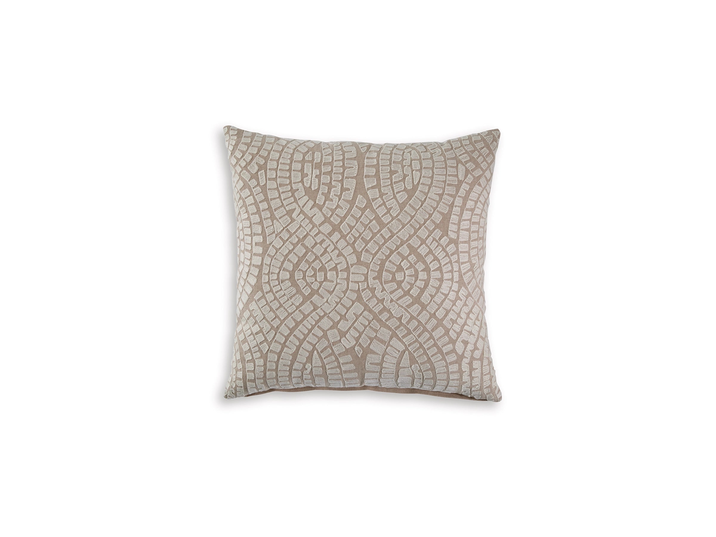 Cortlen Embroidered Cushion – Beige & Ivory