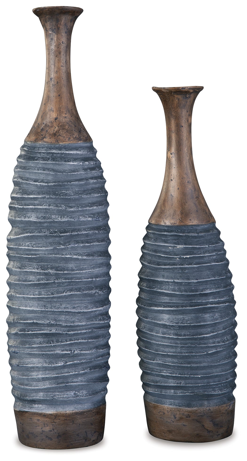 Blayze Sculptural Vase Set – Antique Grey & Brown (Set of 2)