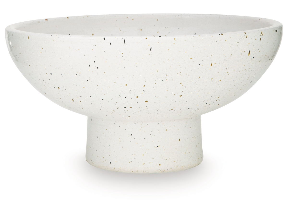 Dallinworth Glazed Terra Cotta Pedestal Bowl – White Speckle