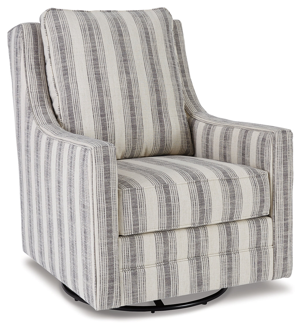 Kambria Swivel Glider Accent Chair – Ivory/Black