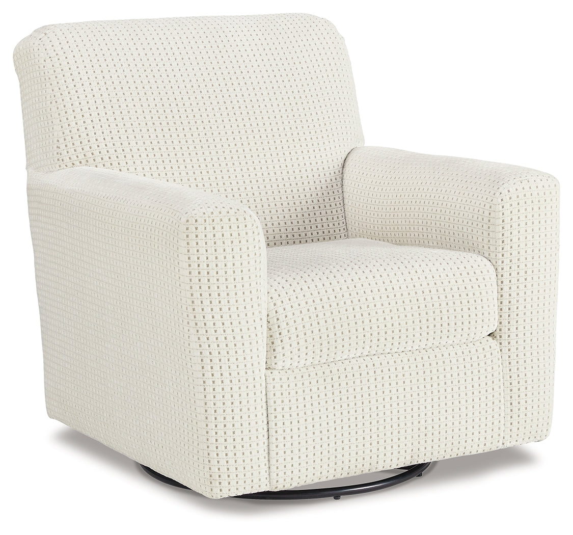 Herstow Swivel Glider Accent Chair – Ivory Fabric