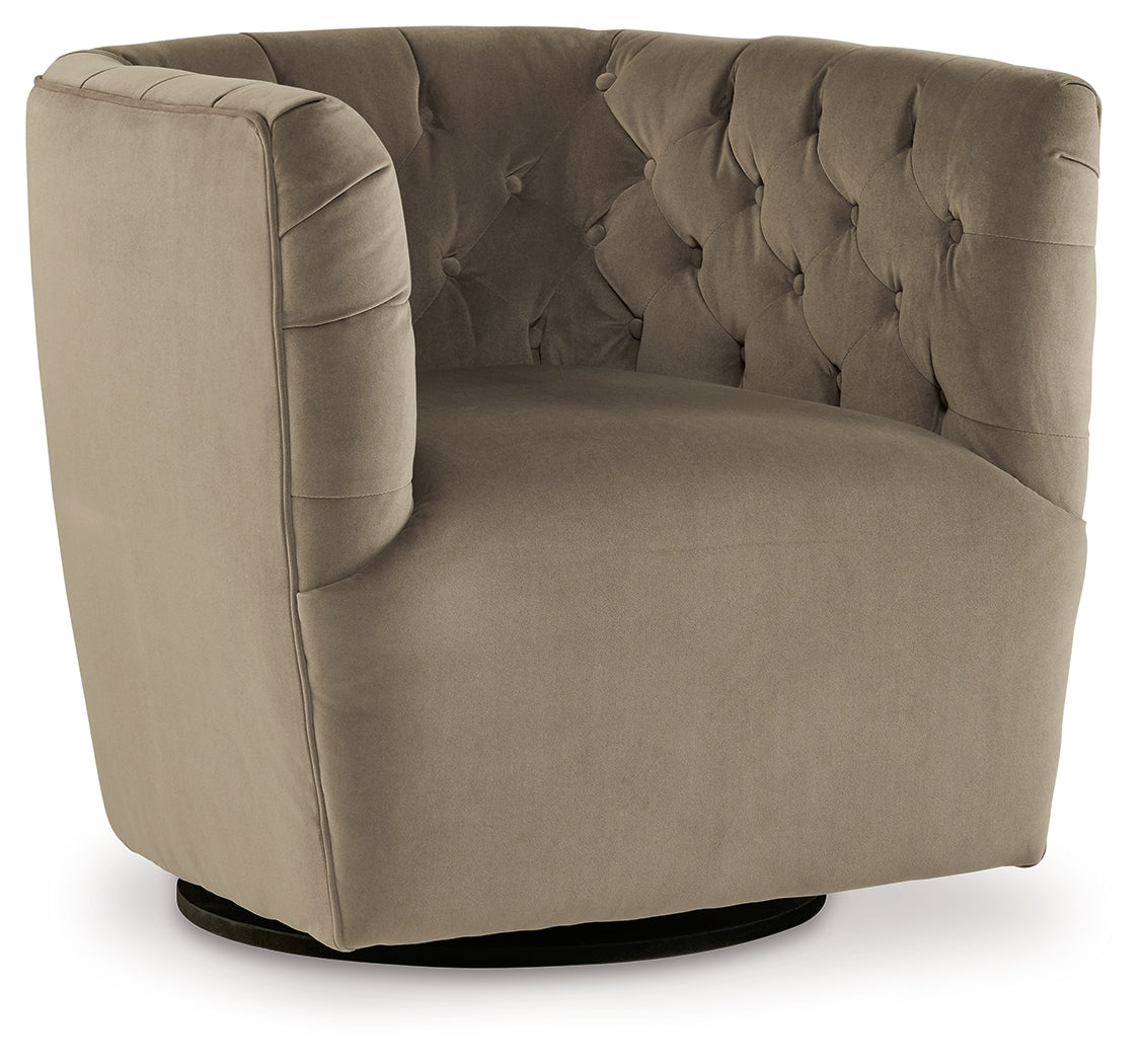 Hayesler Swivel Accent Chair – Cocoa Velvet