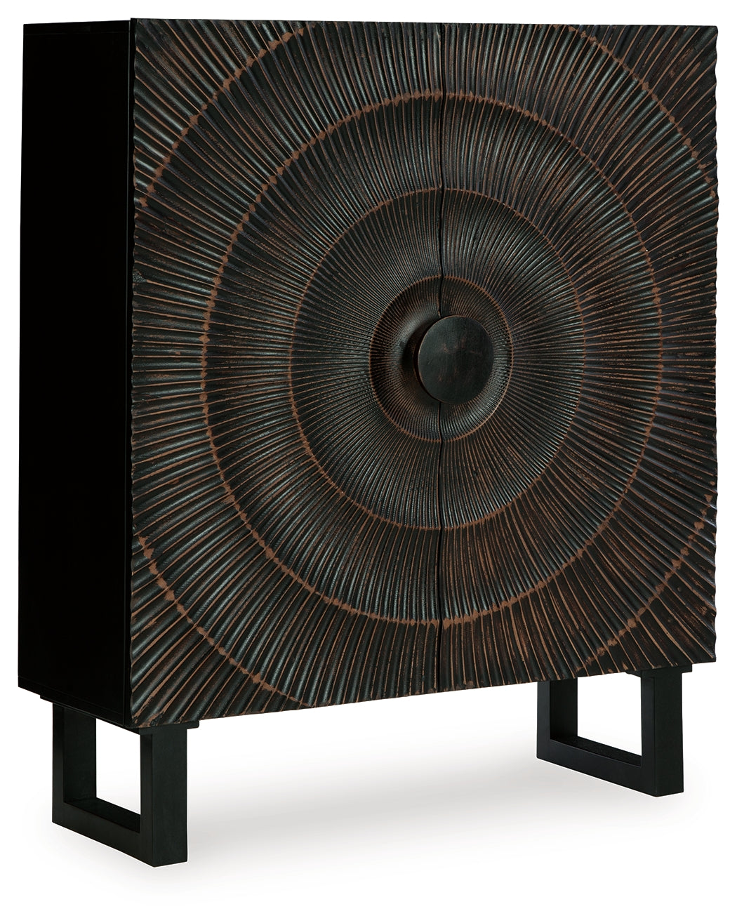 Fosterman Sunburst Accent Cabinet – Distressed Black