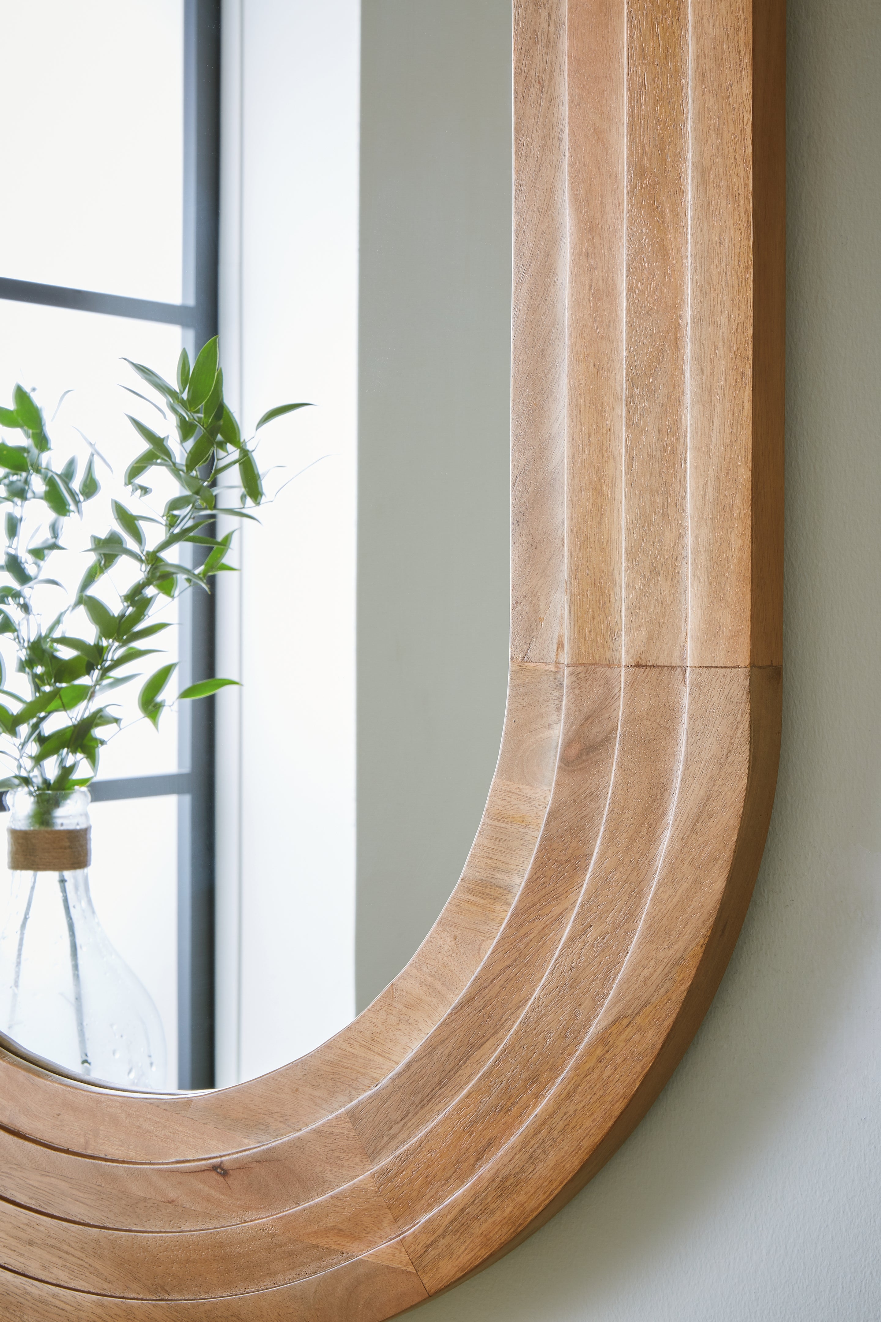 Daverly Oval Accent Mirror in Light Brown Wood