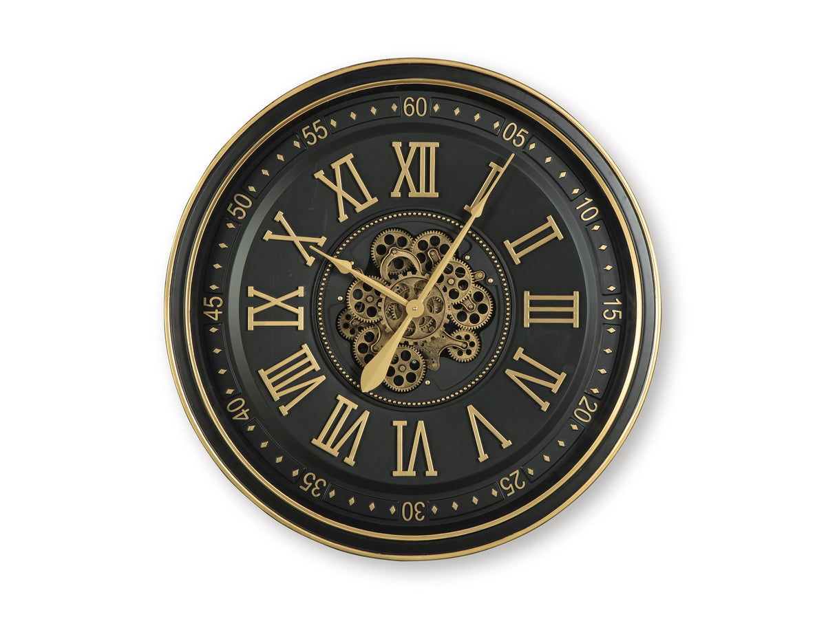Dairton Moving Gear Wall Clock – Black & Gold