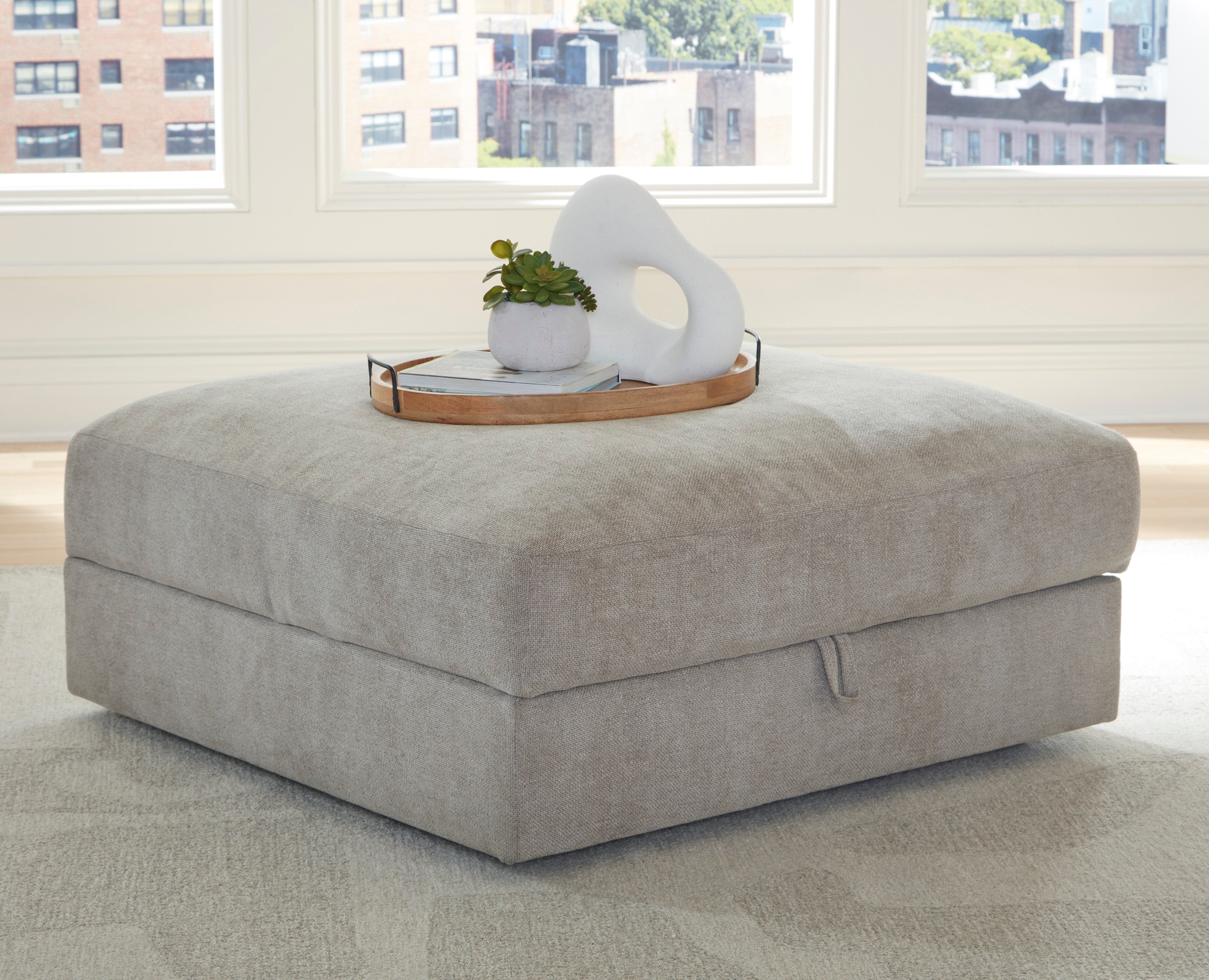 Aslan Court Ottoman with Storage - Flax
