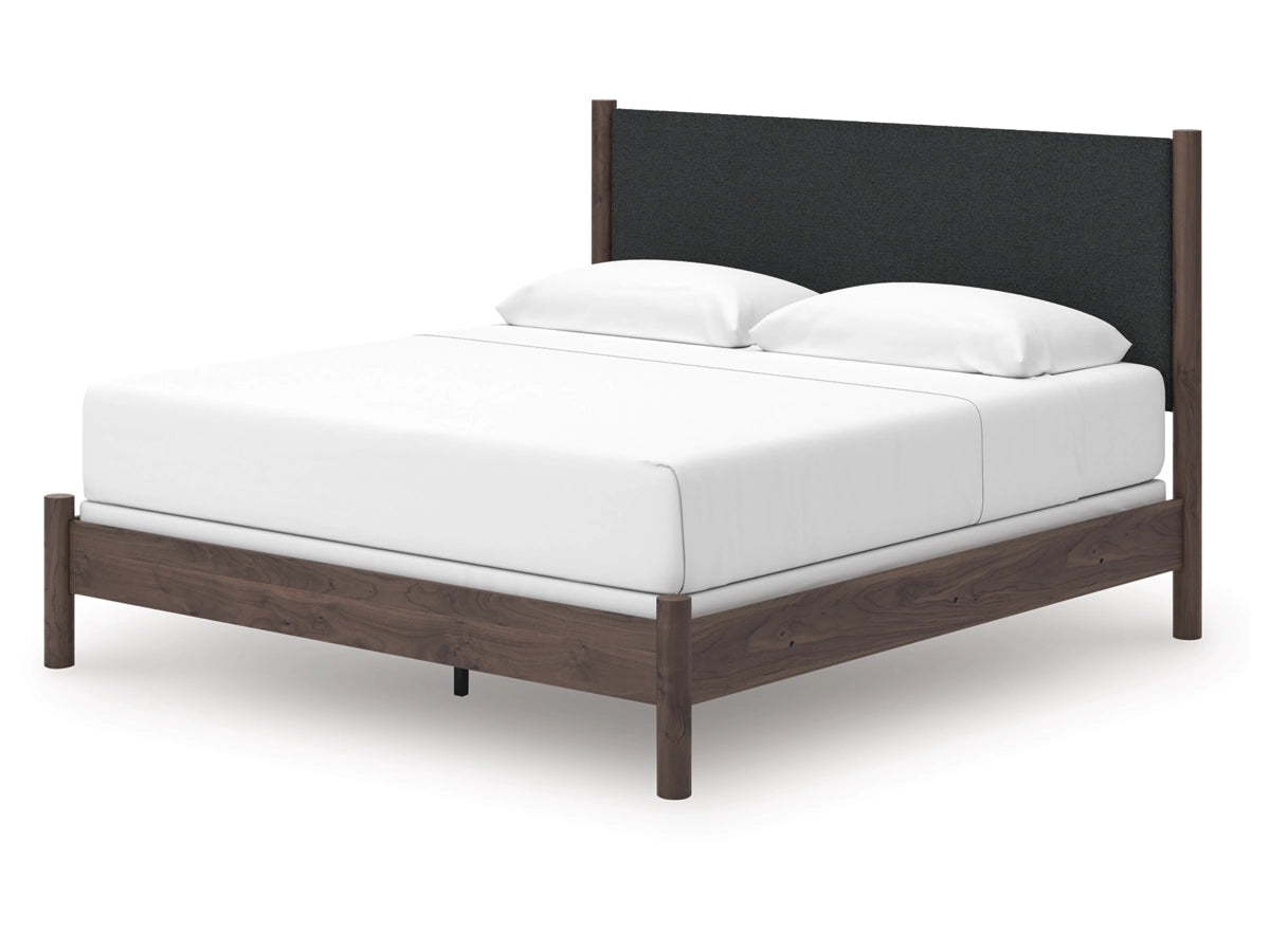 Cadmori Upholstered Panel Bed - Brown