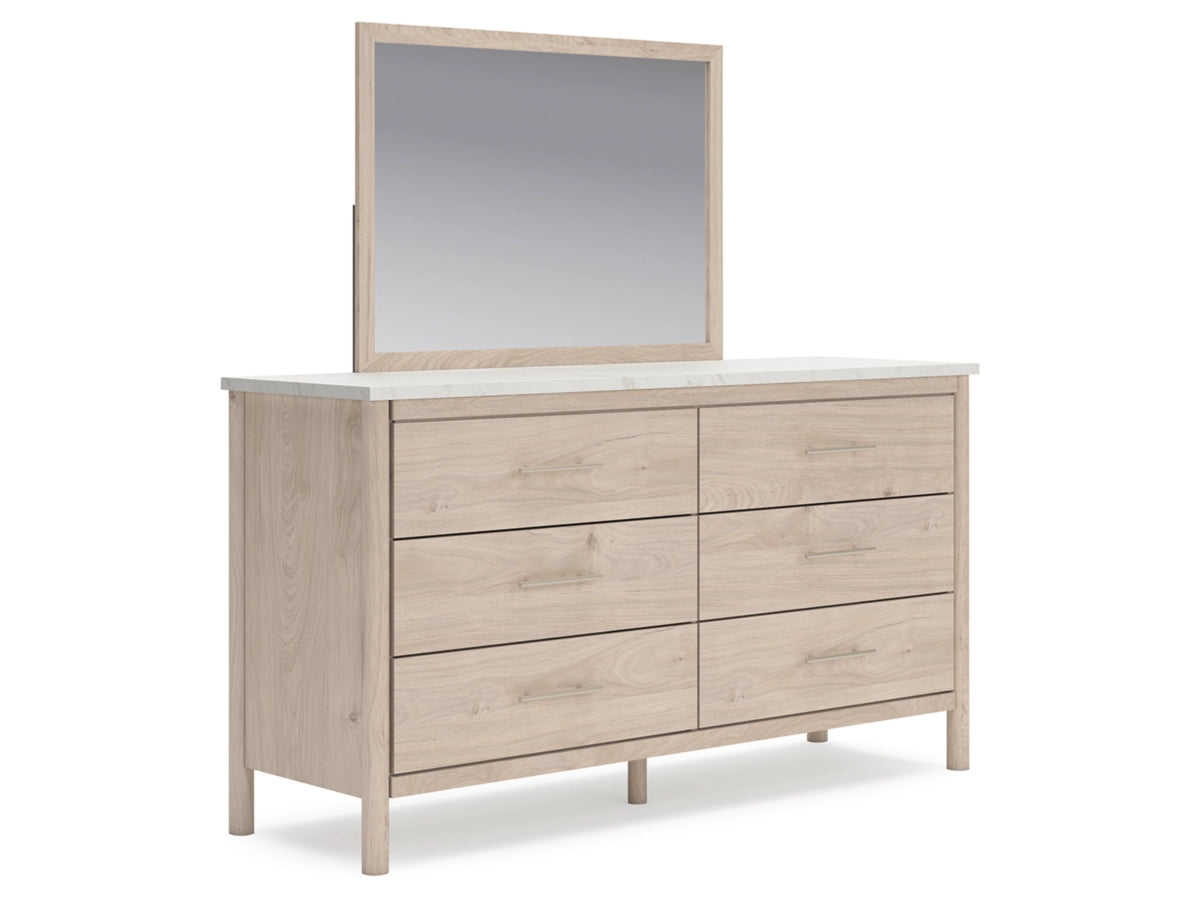 Cadmori 6 Drawer Dresser and Mirror – Natural