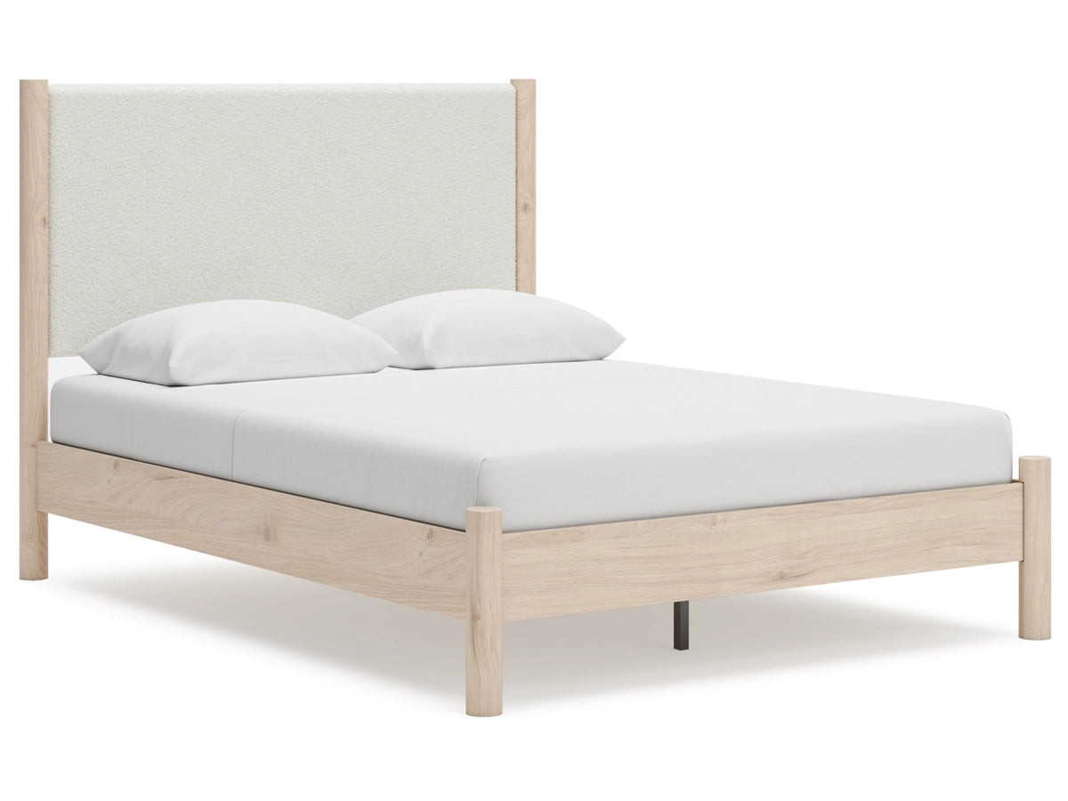 Cadmori Upholstered Panel Bed - Natural
