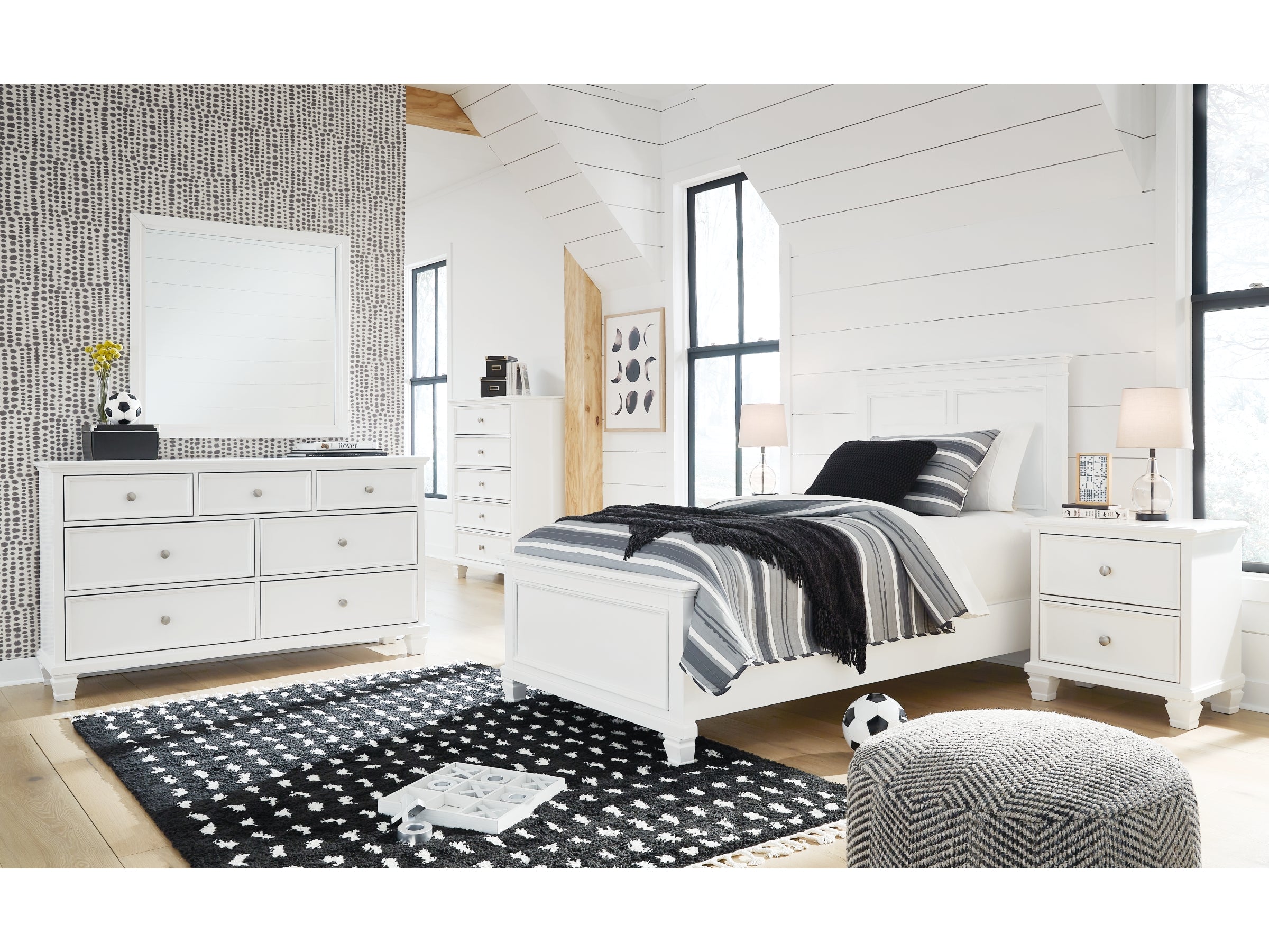 Fortman Full Panel Bed Frame – White