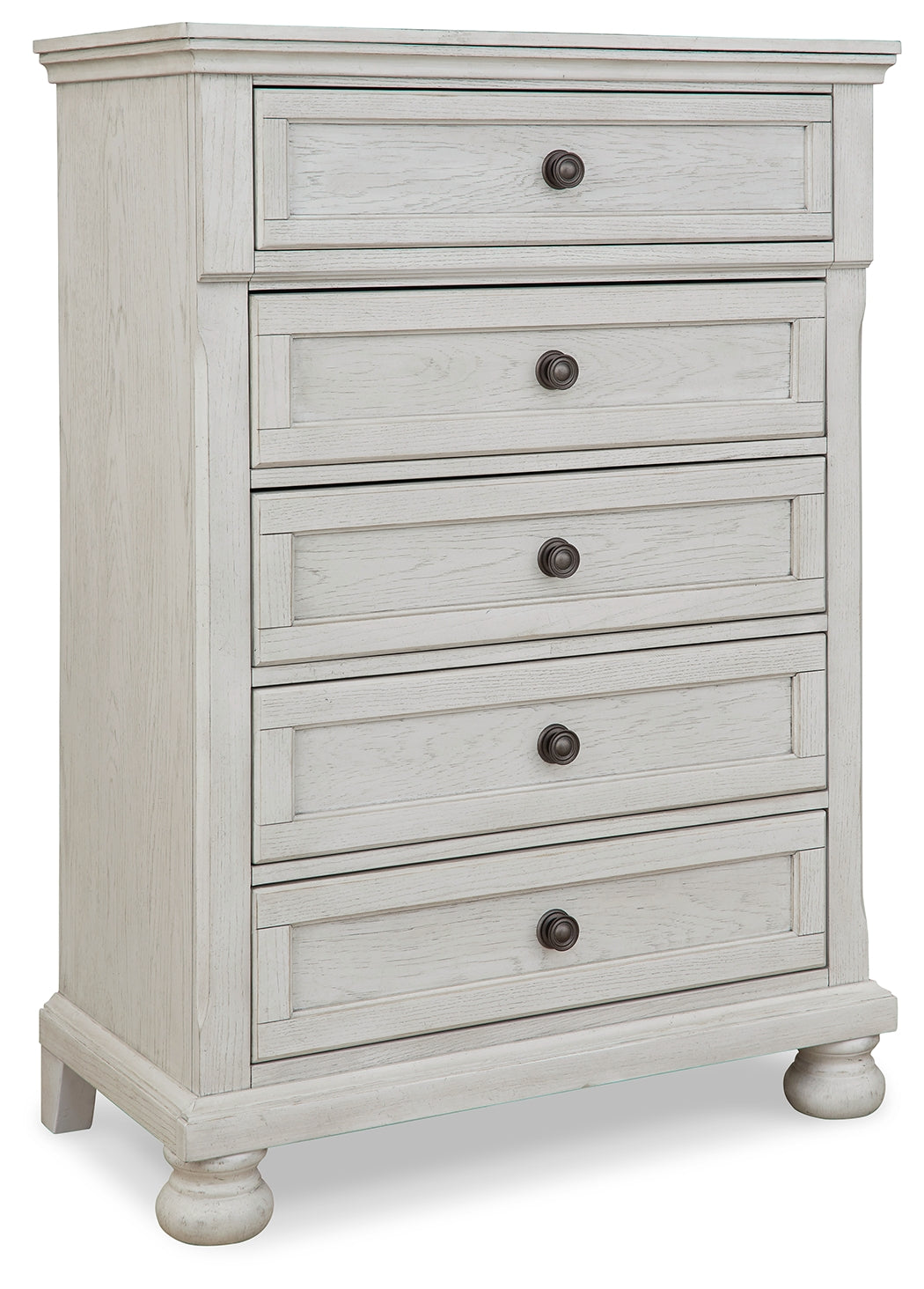 Robbinsdale 5 Drawer Junior Tallboy in Antique White Finish
