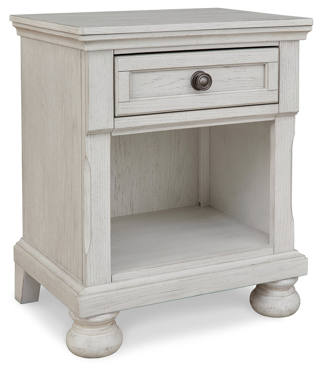 Robbinsdale 1 Drawer Bedside Table – Antique White