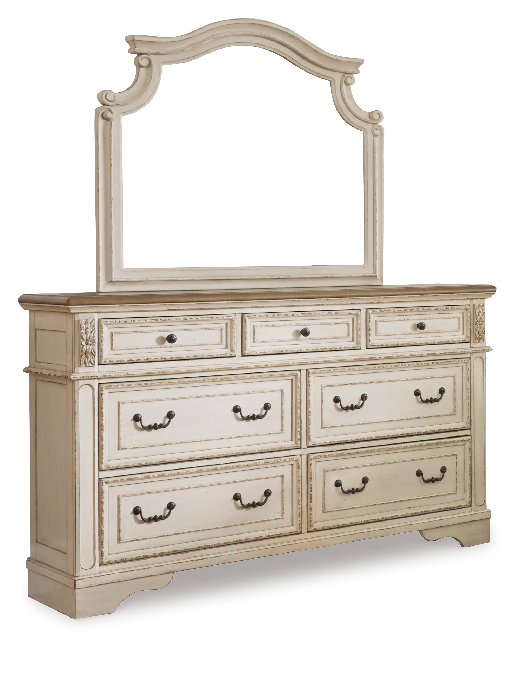 Realyn 7-Drawer Dresser & Mirror Set – Two-Tone French Cottage Style