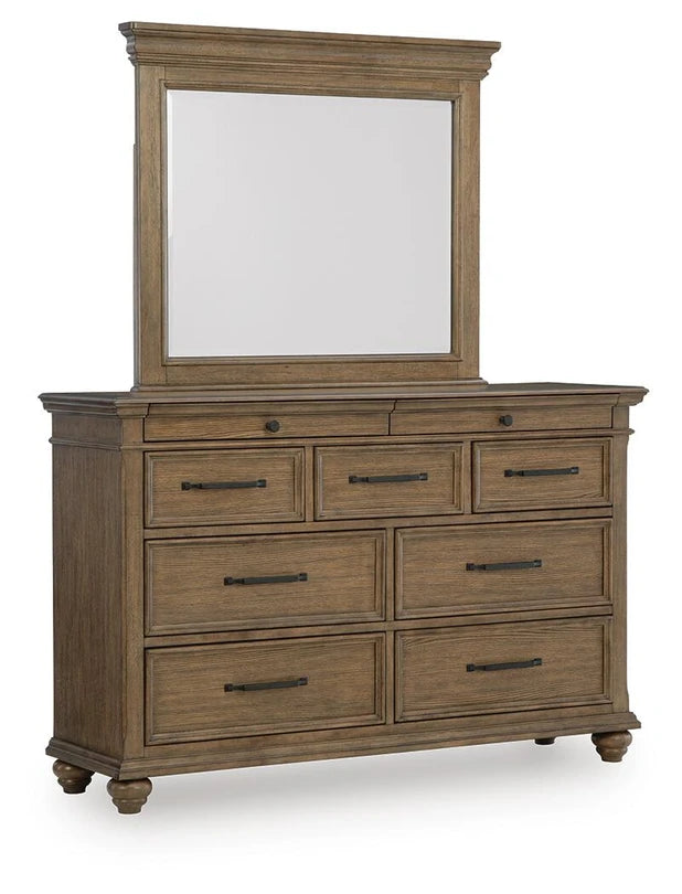 Waynely Dresser and Mirror - Medium Brown