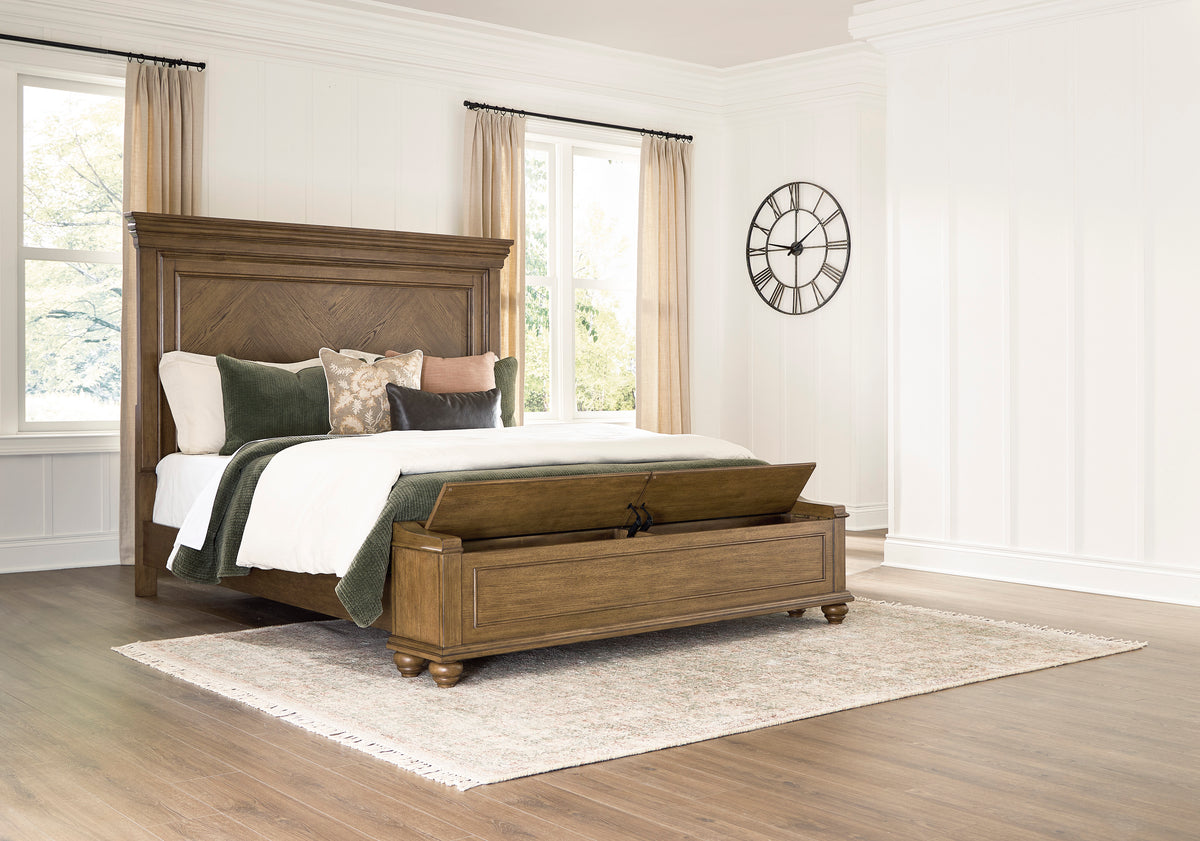 Waynely Panel Storage Bed - Medium Brown