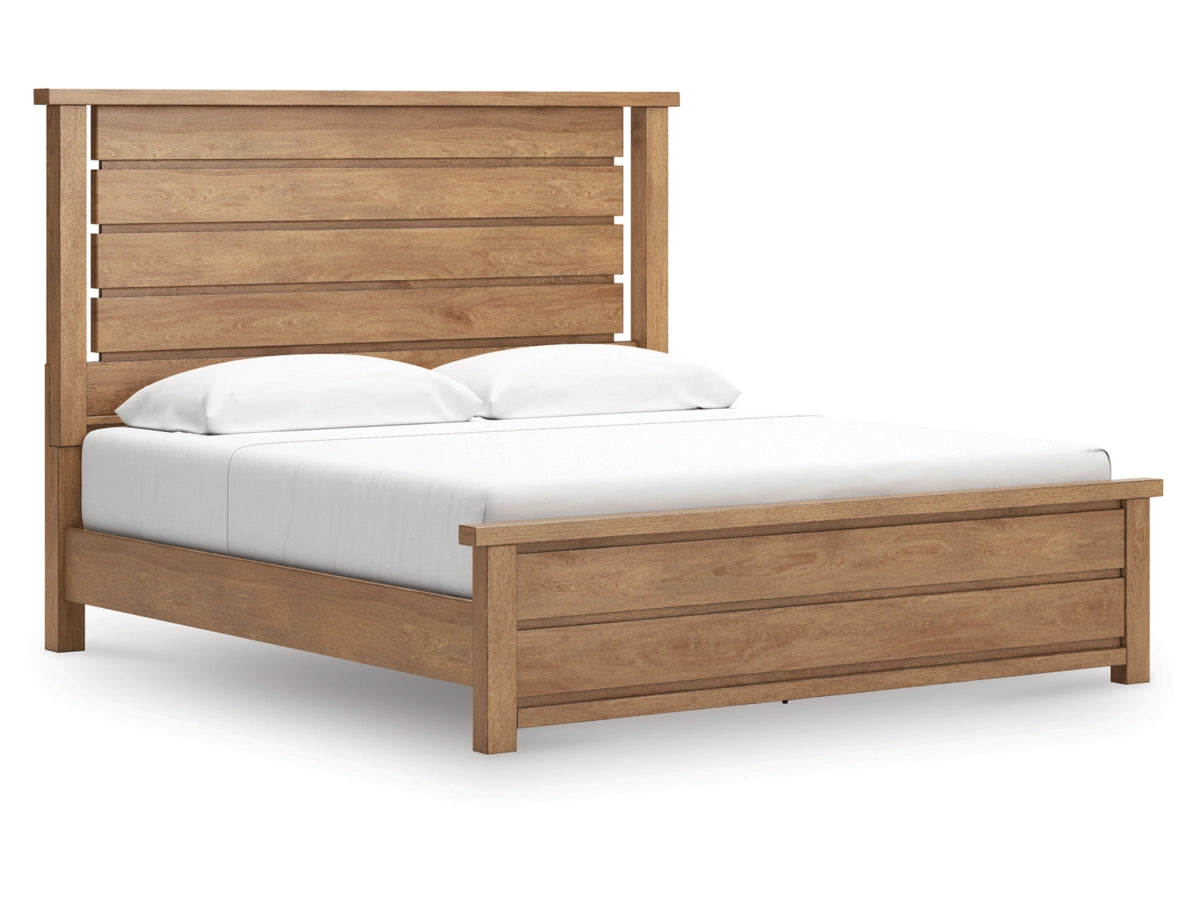 Kristiland King Panel Bed – Light Brown Timber