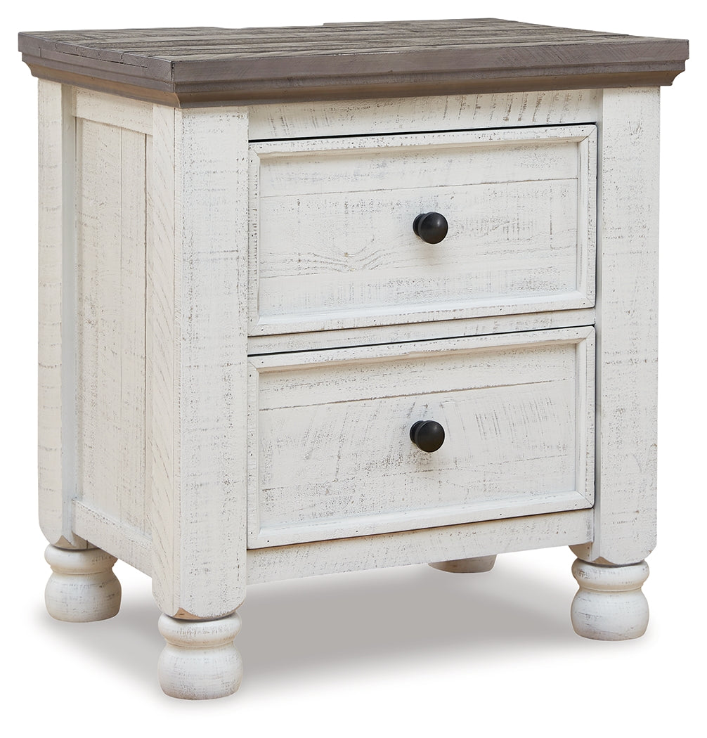 Havalance Bedside Table with USB Charging – Two-Tone Timber
