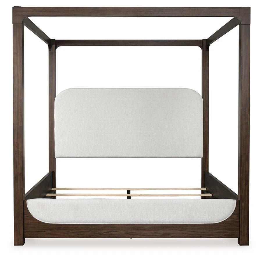 Breckington Upholstered Canopy Bed – Dark Brown