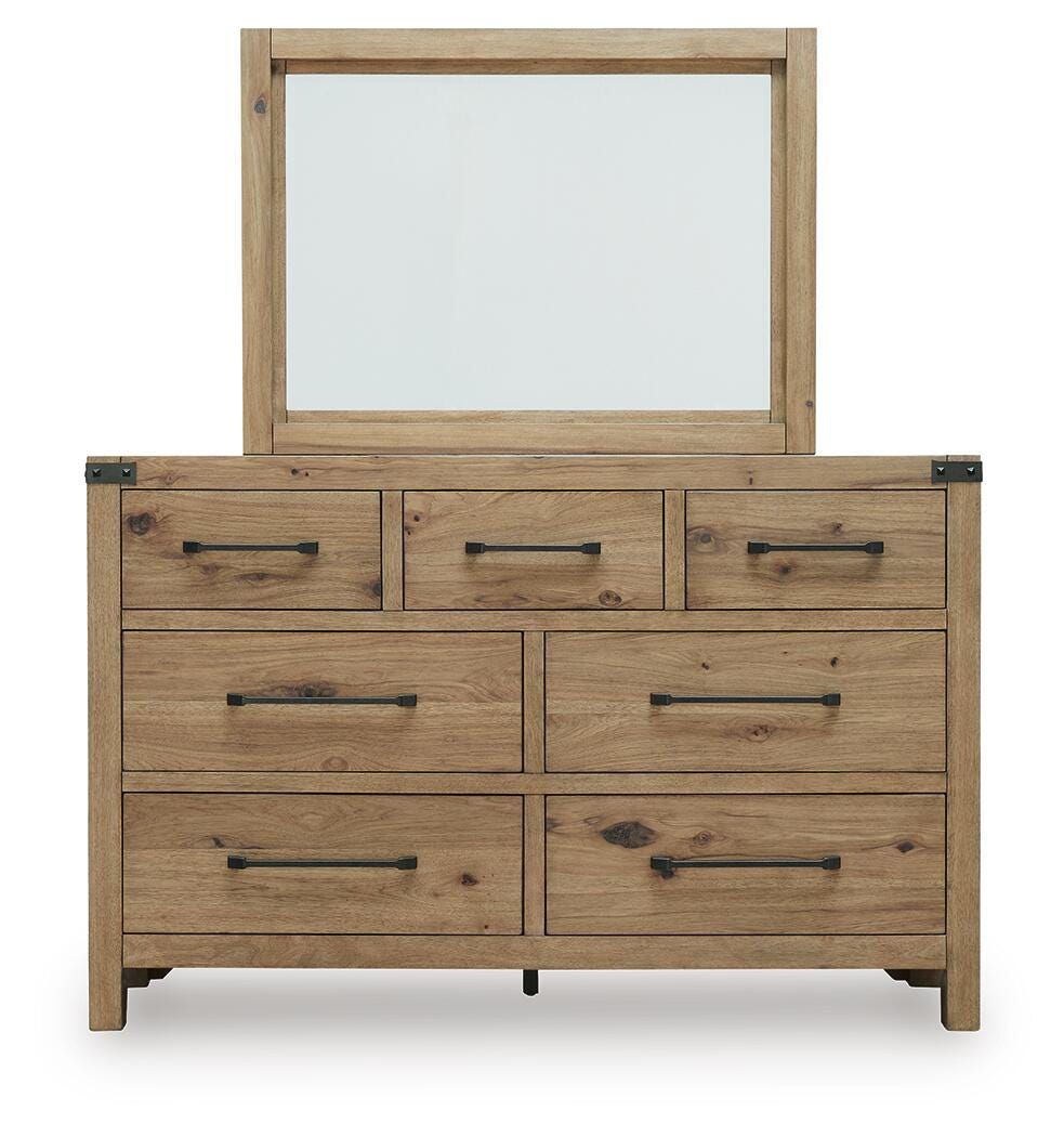 Ridgester Dresser and Mirror - Light Brown